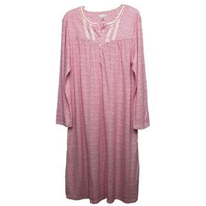 Celestial Dreams Womens XL Floral Print Lace Cotton Blend Nightgown Gown